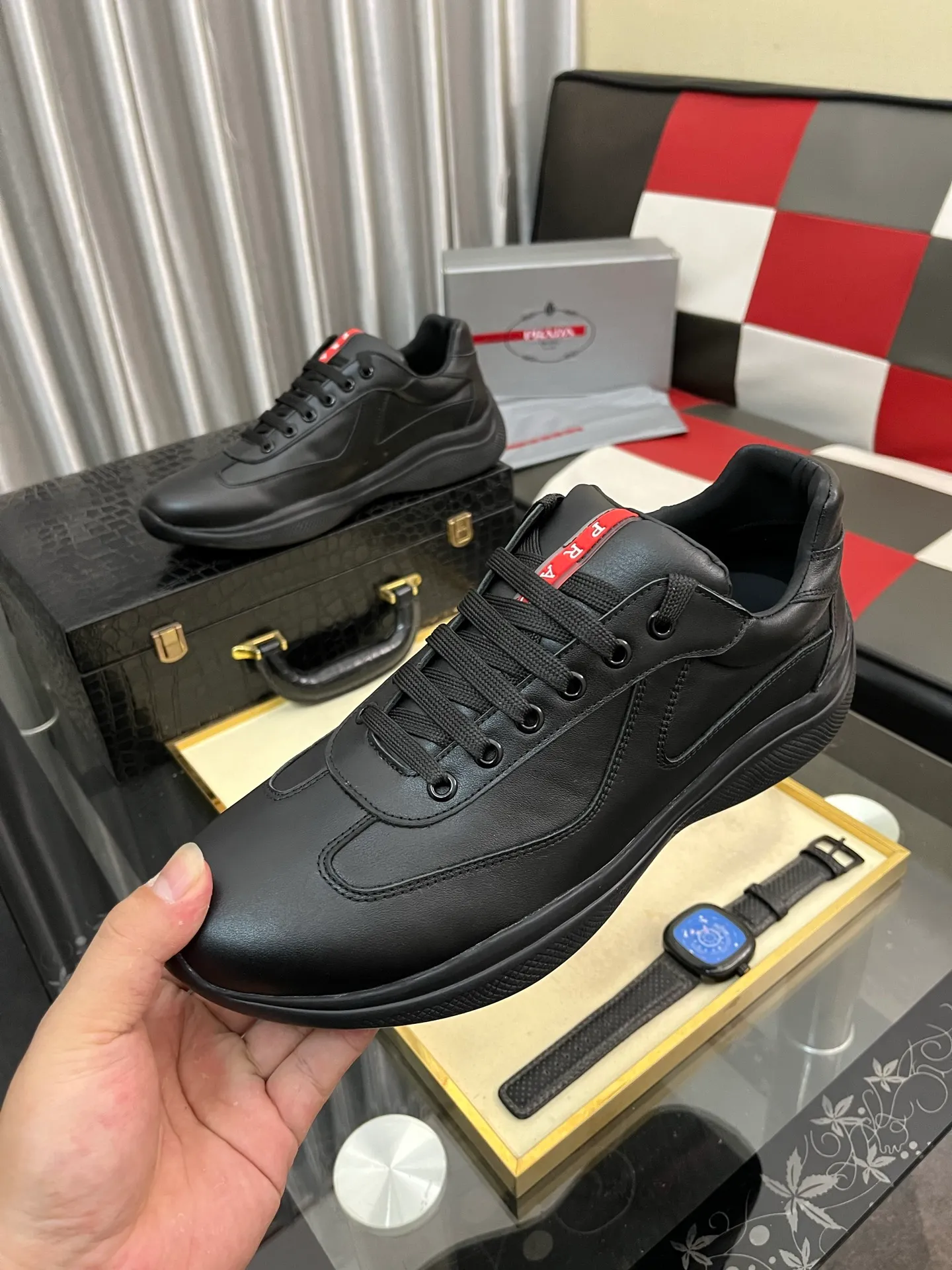 Men's shoes 💰400⌚️⌚️【PRADA】Prada casual shoes, originally developed 1:1, made of high-mercerized cowhide with imported cowhide, silk sheepskin lining, rubber outsole, comfortable and soft on the foot, size: 38-442️⃣Colors available